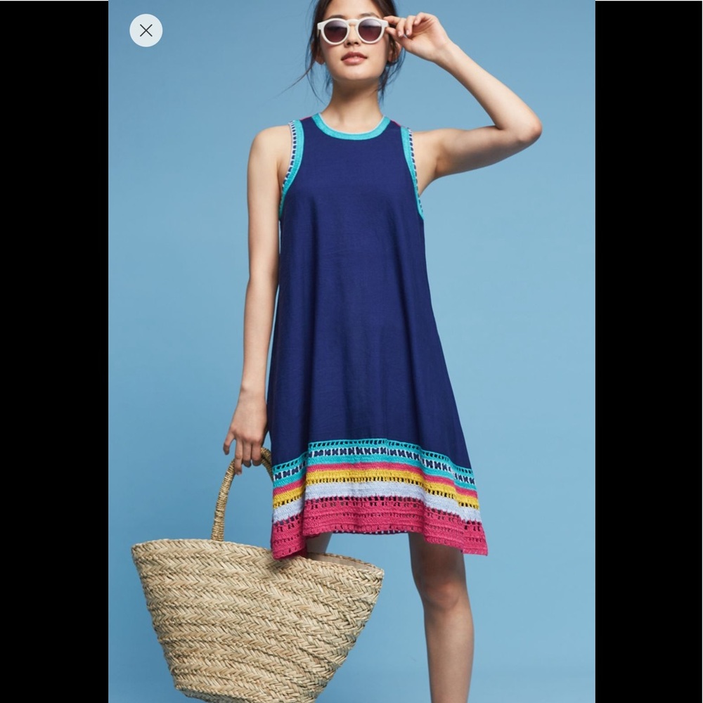 Anthropologie Crochet Hem Swing Dress